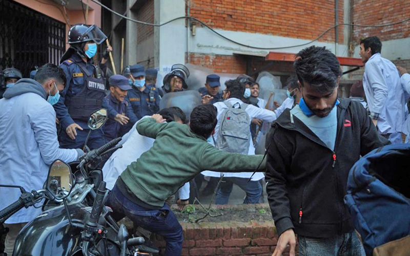 clash between iom student and ktm police