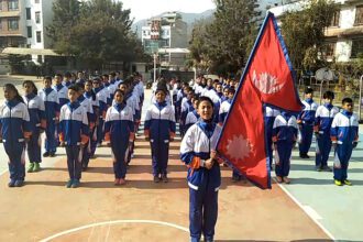 singing national anthem of nepal