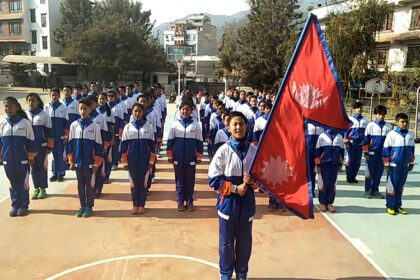 singing national anthem of nepal