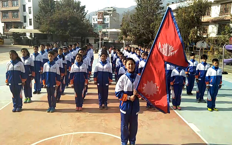 singing national anthem of nepal